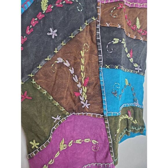 Himalaya Handcraft Y2K Boho Hippie Festival Patchwork Embroidered Cotton Tank - Picture 5 of 6